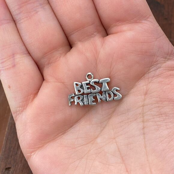 Unbranded Jewelry - Vintage SJC 925 Sterling Silver "Best Friends" Friendship Pendant Bracelet Charm